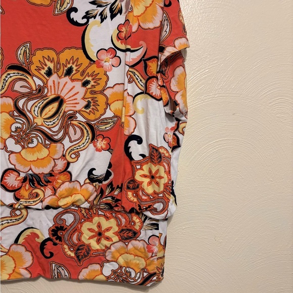 Chico's Orange and Yellow Floral Short Sleeve Tee - Picture 7 of 8